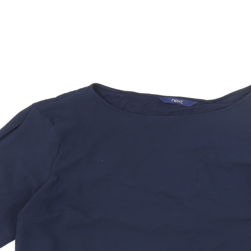 NEXT Womens Blue Polyester Basic Blouse Size 14 Round Neck - Sleeve Cut Out