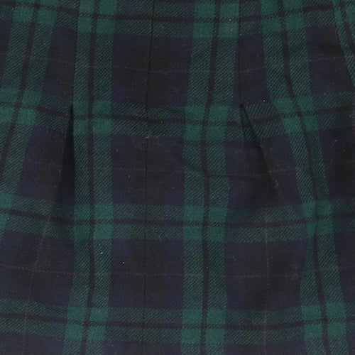 Jigsaw Womens Green Check Wool Pleated Skirt Size 8 Zip