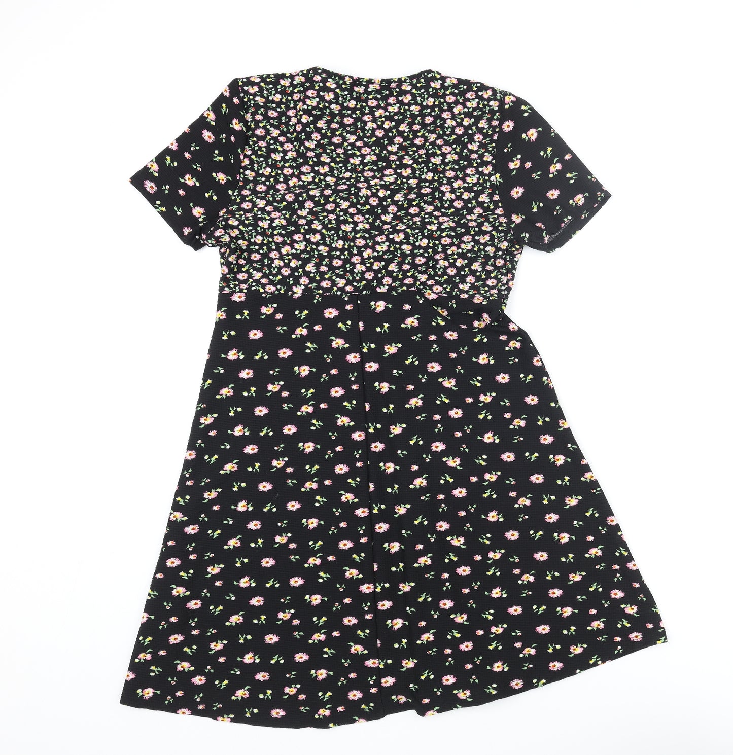 Topshop Womens Multicoloured Floral Polyester A-Line Size 12 V-Neck Pullover - Knot Detail