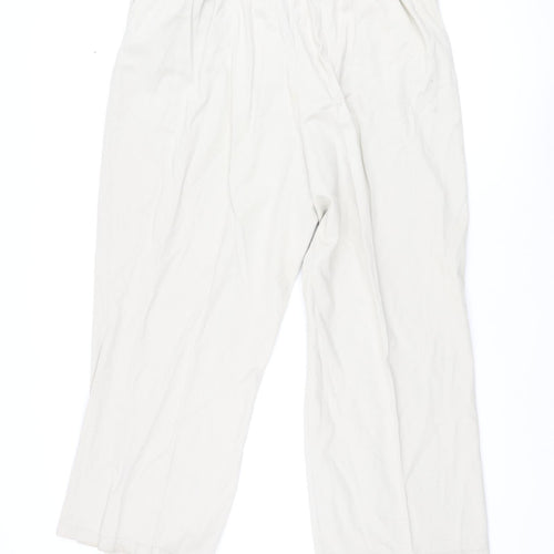 Victoria Taylor Womens Beige Cotton Trousers Size 22 L27 in Regular Drawstring