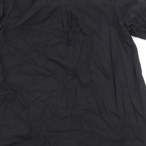 River Island Womens Black Cotton Shirt Dress Size 14 Collared Button