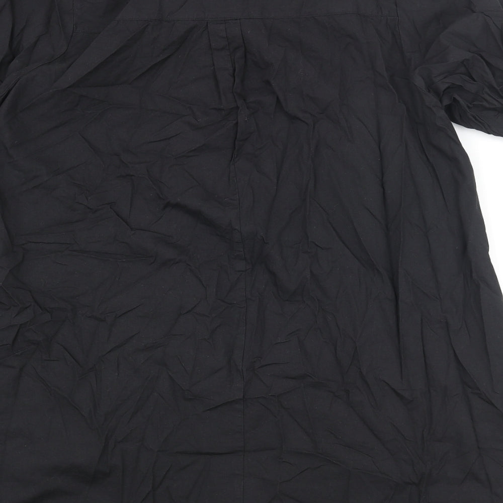 River Island Womens Black Cotton Shirt Dress Size 14 Collared Button