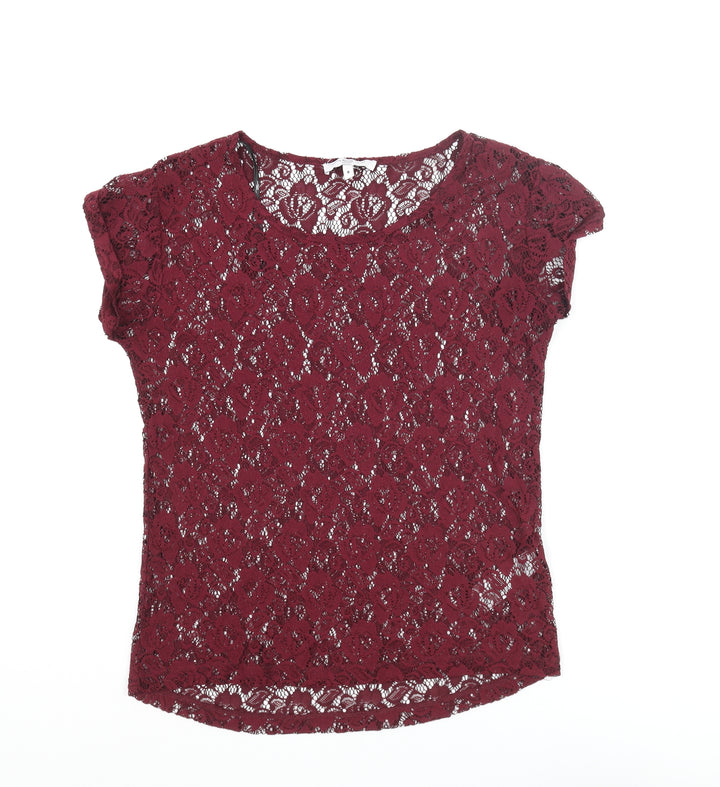New Look Womens Purple Polyester Basic Blouse Size 8 Round Neck