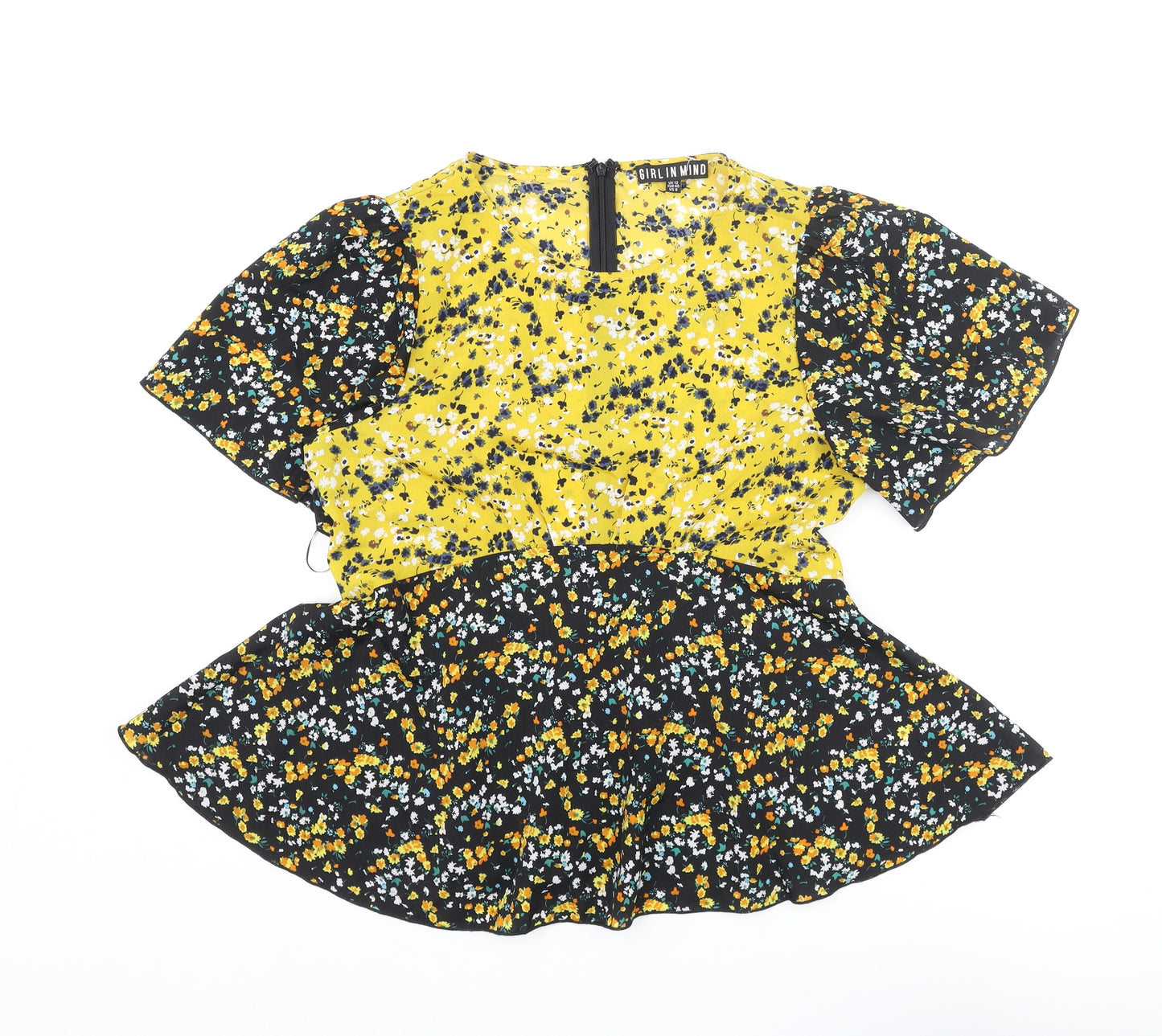 Girl In Mind Womens Multicoloured Floral Polyester Basic Blouse Size 12 Round Neck