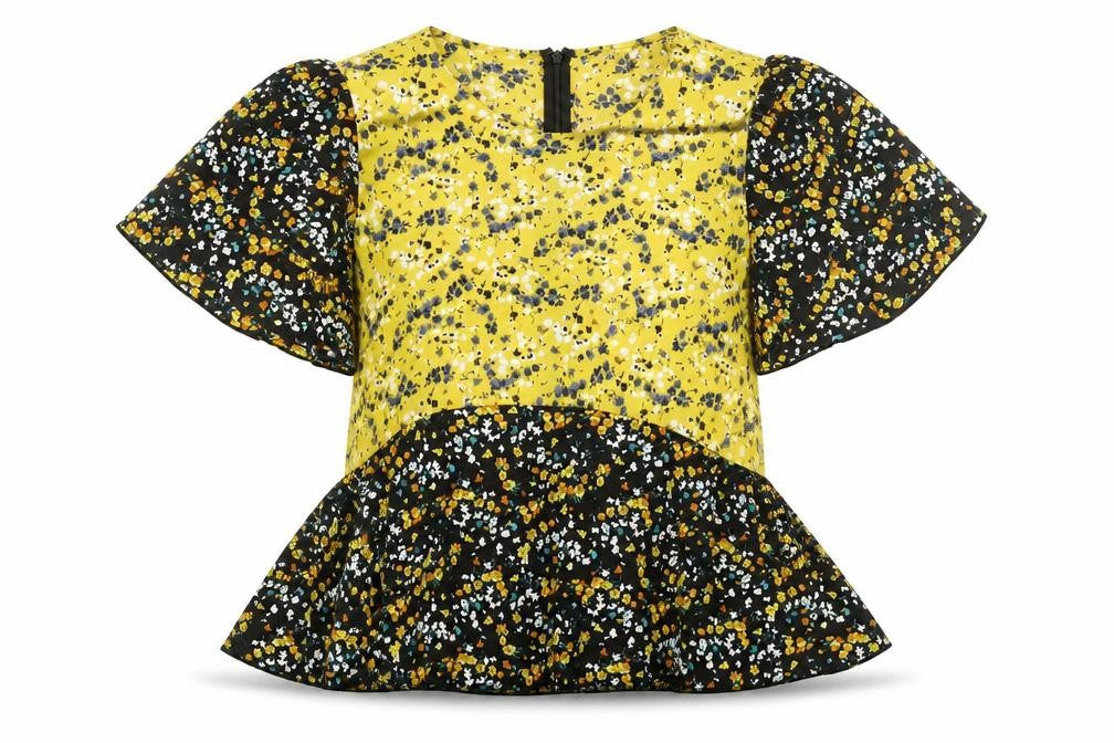 Front view of Girl In Mind women’s multicoloured floral polyester basic blouse, size UK 12, round neck