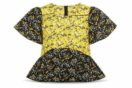 Front view of Girl In Mind women’s multicoloured floral polyester basic blouse, size UK 12, round neck