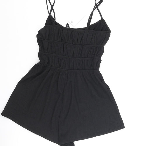 Divided by H&M Womens Black Polyester Playsuit One-Piece Size 2XS Pullover - Rouched