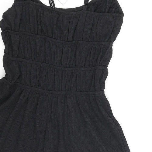 Divided by H&M Womens Black Polyester Playsuit One-Piece Size 2XS Pullover - Rouched