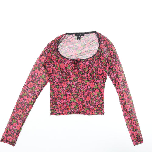 New Look Womens Multicoloured Floral Polyester Basic Blouse Size 8 Sweetheart - Bow