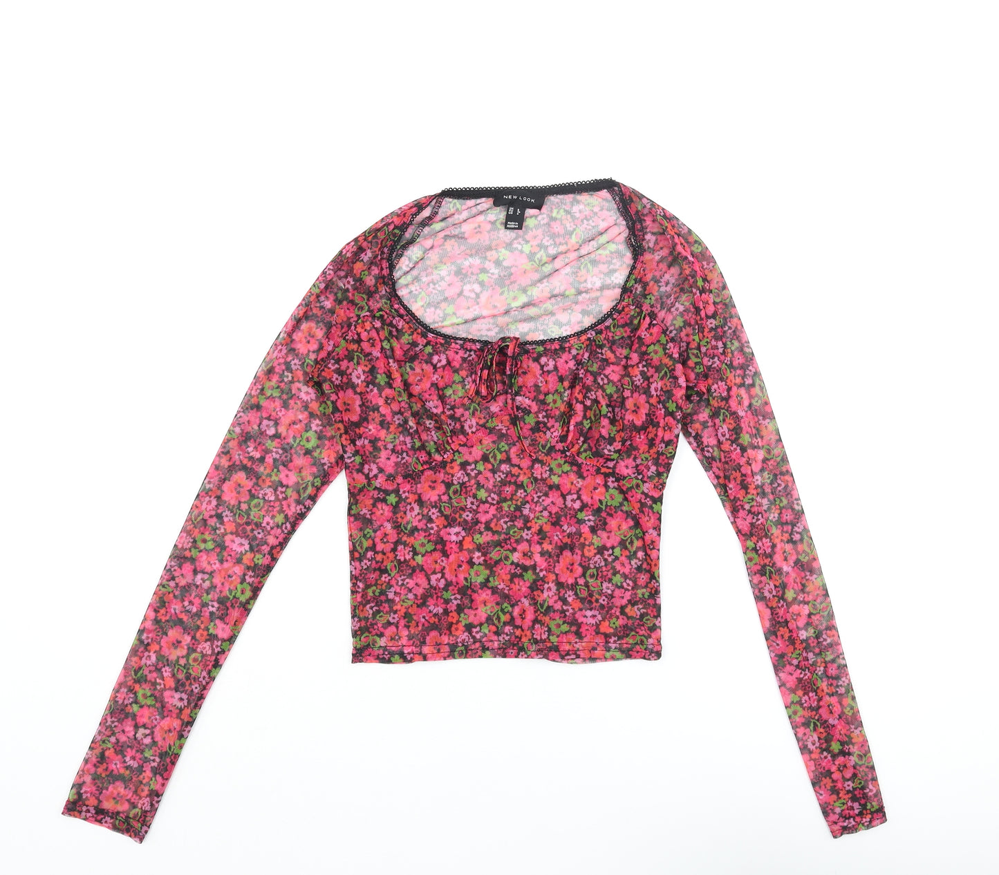 New Look Womens Multicoloured Floral Polyester Basic Blouse Size 8 Sweetheart - Bow