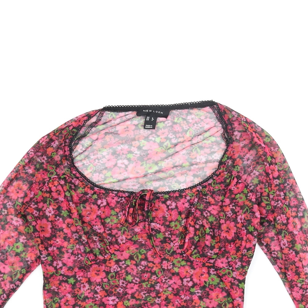 New Look Womens Multicoloured Floral Polyester Basic Blouse Size 8 Sweetheart - Bow