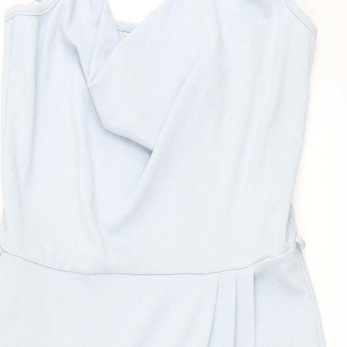 Miss Selfridge Womens Blue Polyester Shift Size 14 Collared Pullover - Wrap Style