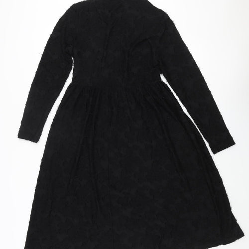 JDY Womens Black Polyester A-Line Size S Round Neck Pullover - Textured