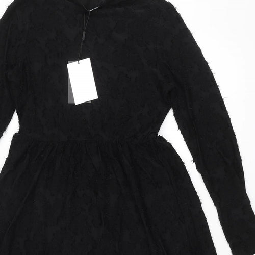 JDY Womens Black Polyester A-Line Size S Round Neck Pullover - Textured