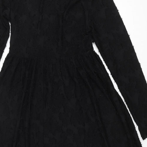 JDY Womens Black Polyester A-Line Size S Round Neck Pullover - Textured