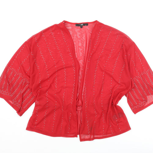 NEXT Womens Red Polyester Kimono Blouse Size 12 V-Neck - Rhinestone Detail