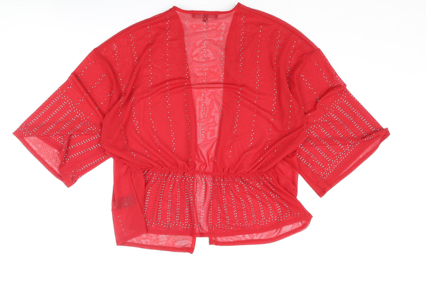 NEXT Womens Red Polyester Kimono Blouse Size 12 V-Neck - Rhinestone Detail