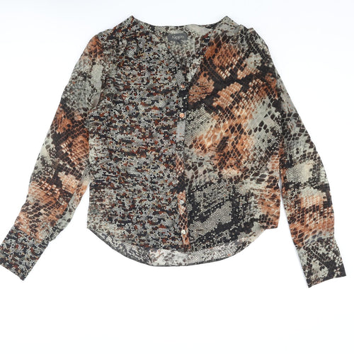 Alexon Womens Multicoloured Animal Print Polyester Basic Blouse Size 12 V-Neck - Snake Print