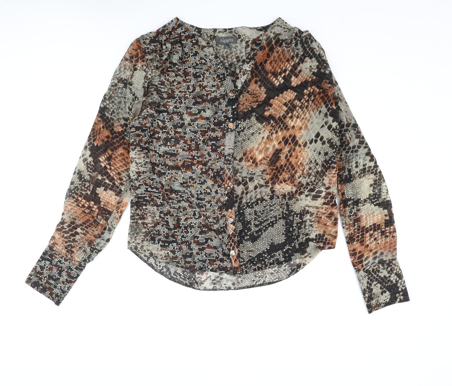 Alexon Womens Multicoloured Animal Print Polyester Basic Blouse Size 12 V-Neck - Snake Print