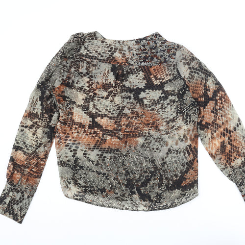 Alexon Womens Multicoloured Animal Print Polyester Basic Blouse Size 12 V-Neck - Snake Print