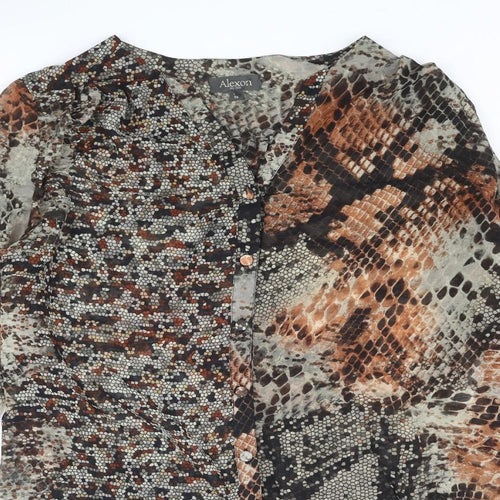 Alexon Womens Multicoloured Animal Print Polyester Basic Blouse Size 12 V-Neck - Snake Print