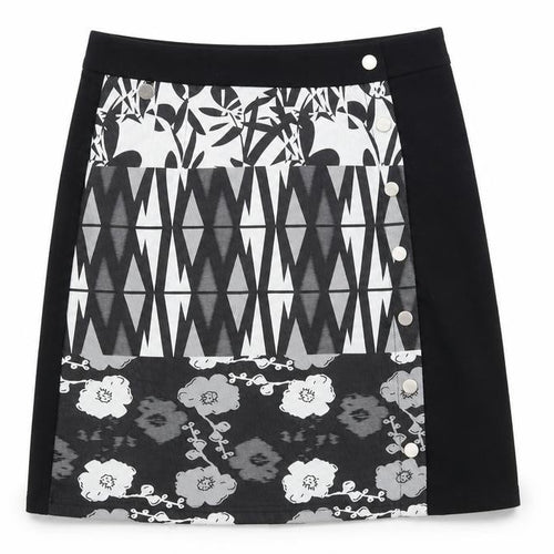 Smash Womens Black Polyester A-Line Skirt Size XS Zip - Geometric Print