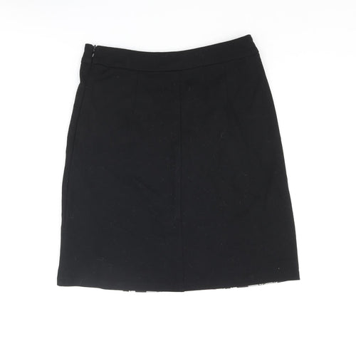 Smash Womens Black Polyester A-Line Skirt Size XS Zip - Geometric Print