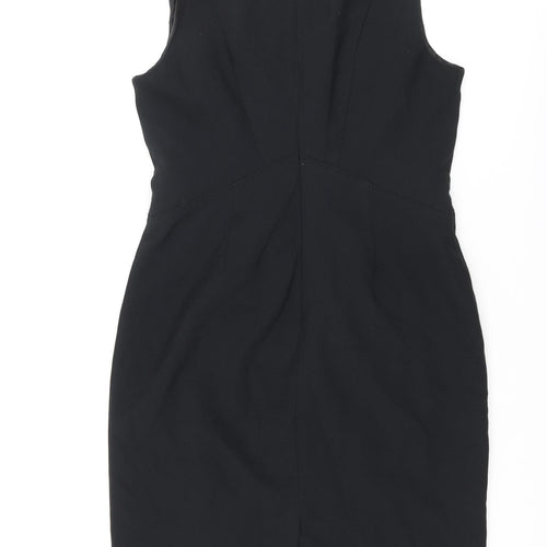 Dorothy Perkins Womens Black Polyester Pencil Dress Size 12 V-Neck Zip