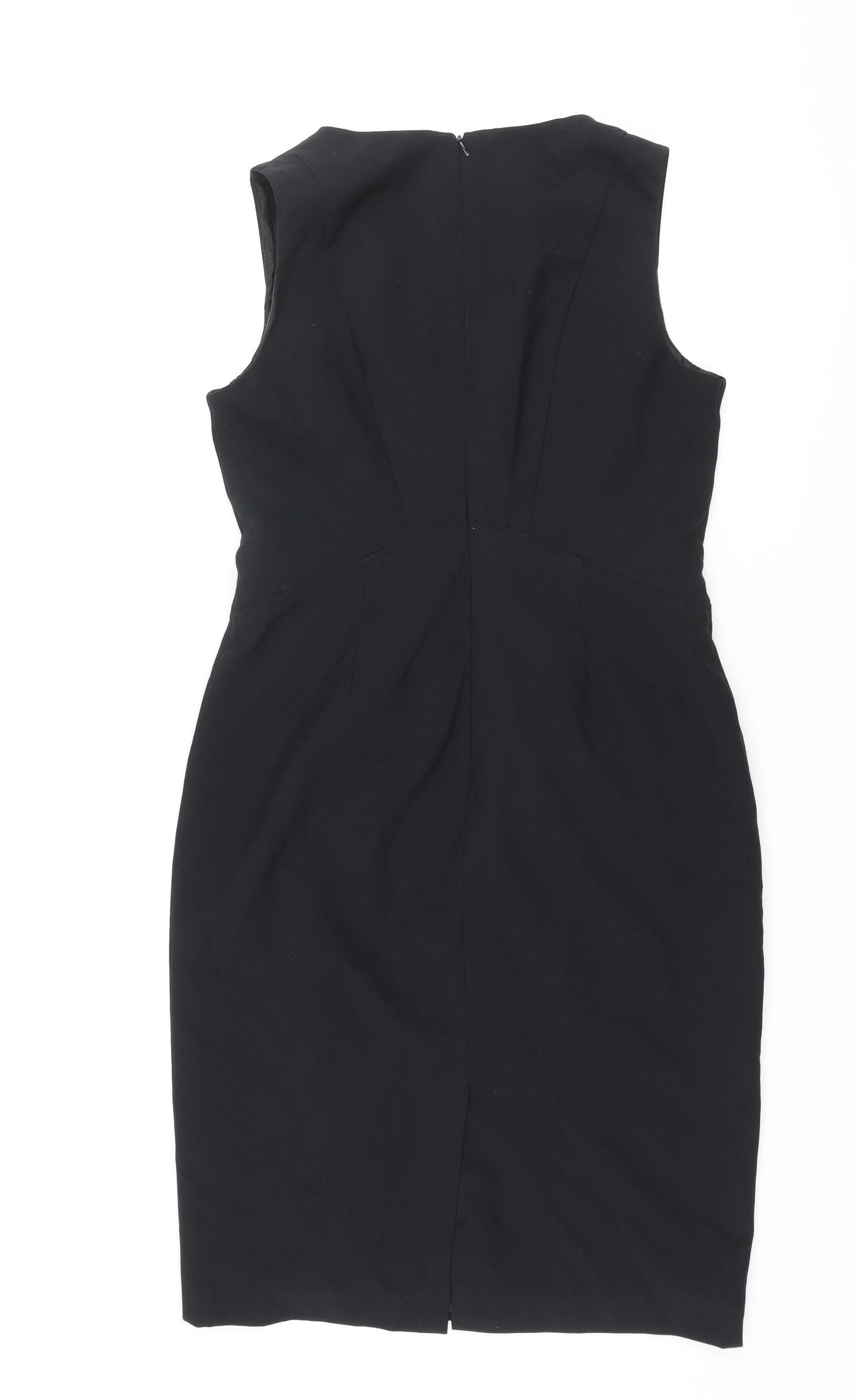 Dorothy Perkins Womens Black Polyester Pencil Dress Size 12 V-Neck Zip