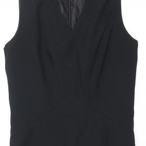 Dorothy Perkins Womens Black Polyester Pencil Dress Size 12 V-Neck Zip