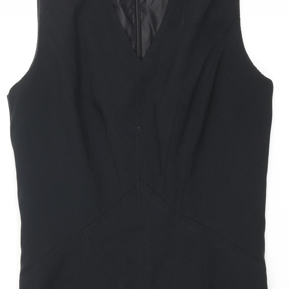 Dorothy Perkins Womens Black Polyester Pencil Dress Size 12 V-Neck Zip