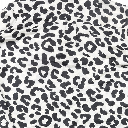 Zara Womens Ivory Animal Print Polyester Basic Blouse Size S V-Neck - Leopard Print