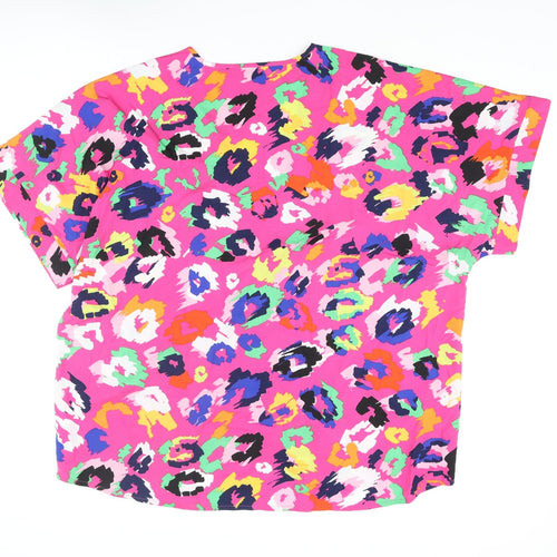 Be You Womens Multicoloured Animal Print Polyester Basic Blouse Size 18 V-Neck - Leopard Print