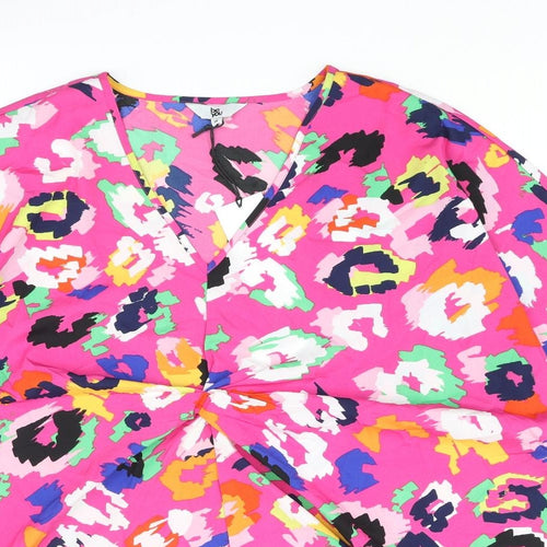 Be You Womens Multicoloured Animal Print Polyester Basic Blouse Size 18 V-Neck - Leopard Print