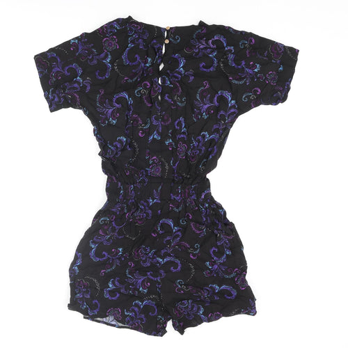Warehouse Womens Multicoloured Geometric Viscose Playsuit One-Piece Size 6 L3 in Button