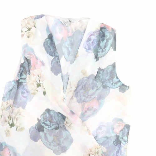 H&M Womens Multicoloured Floral Polyester Basic Blouse Size 6 V-Neck