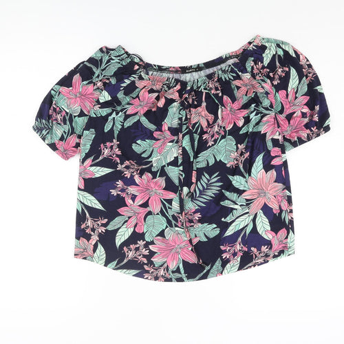 Roman Womens Multicoloured Floral Viscose Basic Blouse Size 10 Boat Neck