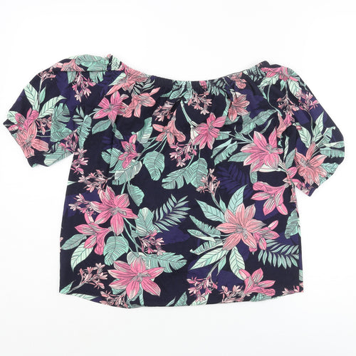 Roman Womens Multicoloured Floral Viscose Basic Blouse Size 10 Boat Neck