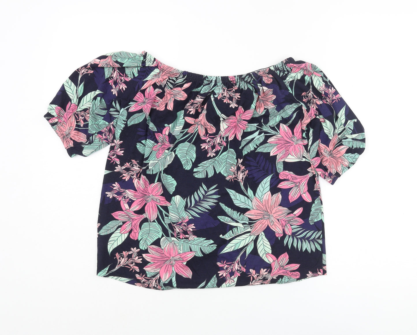 Roman Womens Multicoloured Floral Viscose Basic Blouse Size 10 Boat Neck