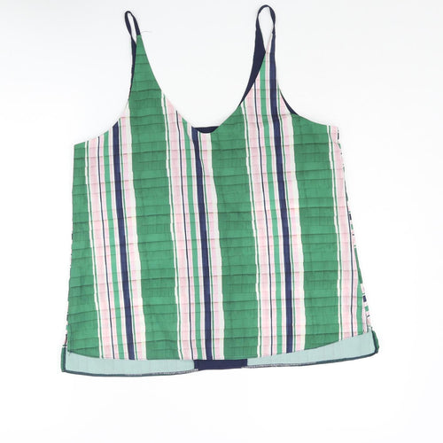 Topshop Womens Green Striped Polyester Camisole Blouse Size 12 V-Neck