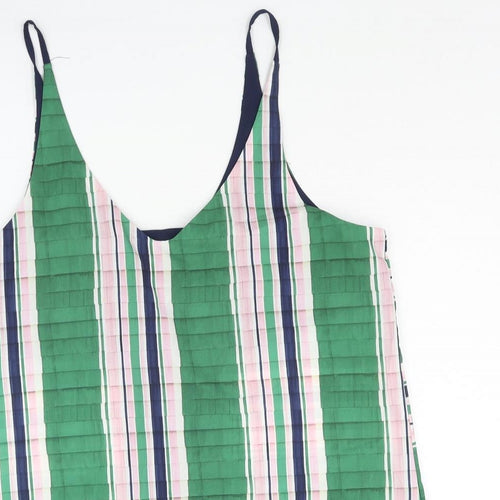 Topshop Womens Green Striped Polyester Camisole Blouse Size 12 V-Neck