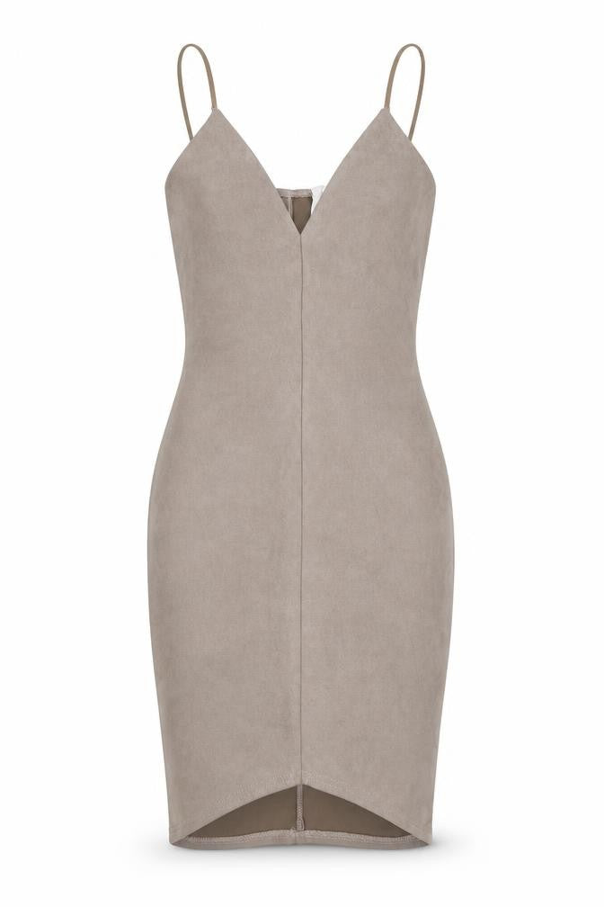 Front view of Missguided women’s grey polyester bodycon, size UK 4, v-neck zip