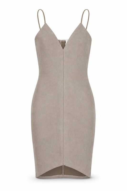 Front view of Missguided women’s grey polyester bodycon, size UK 4, v-neck zip