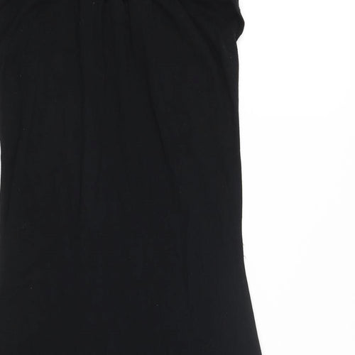 Hennes Womens Black Viscose A-Line Size 10 Round Neck Pullover - Rouched