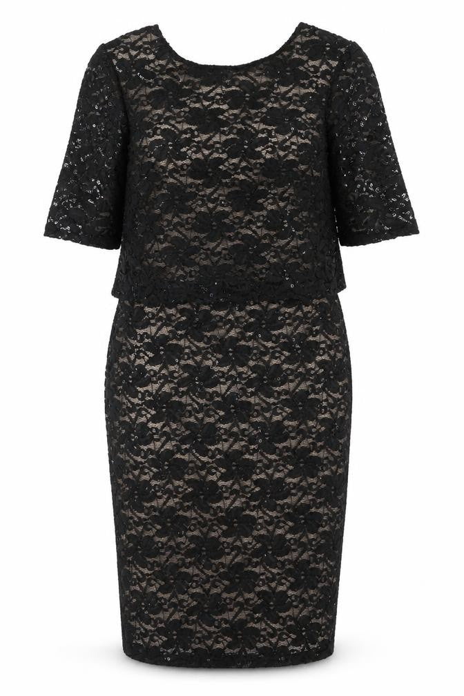 Dorothy Perkins Womens Black Polyester Pencil Dress Size 10 Round Neck Zip - Sequin