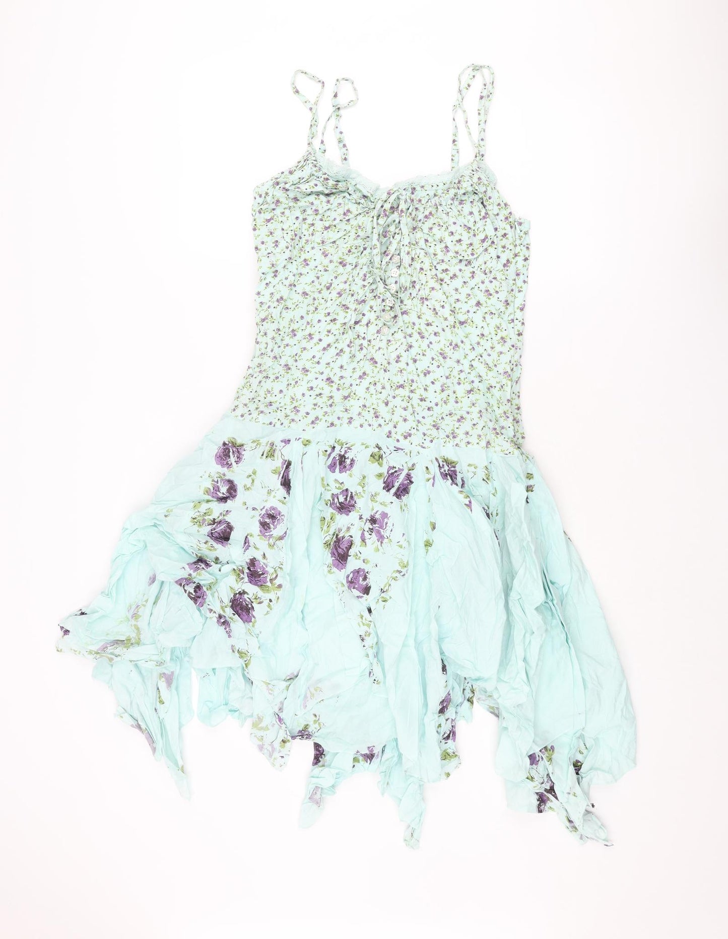 Joe Browns Womens Blue Floral Cotton Fit & Flare Size 12 Sweetheart Zip