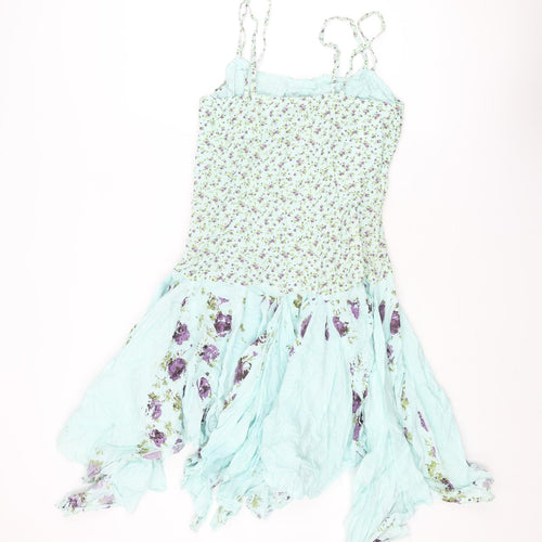 Joe Browns Womens Blue Floral Cotton Fit & Flare Size 12 Sweetheart Zip