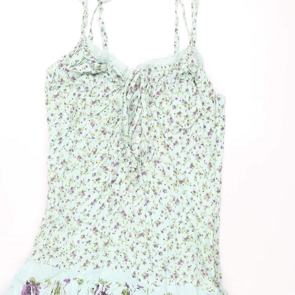 Joe Browns Womens Blue Floral Cotton Fit & Flare Size 12 Sweetheart Zip