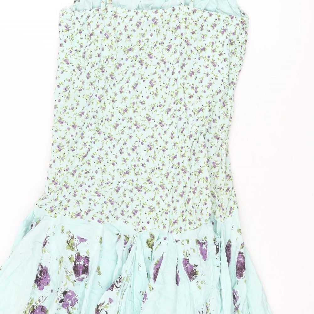 Joe Browns Womens Blue Floral Cotton Fit & Flare Size 12 Sweetheart Zip