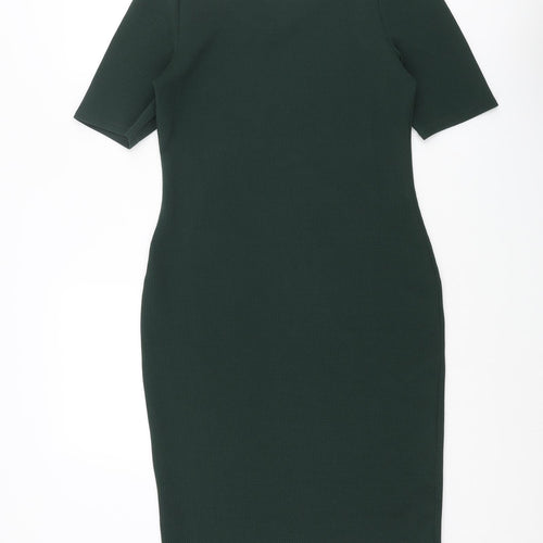 Dorothy Perkins Womens Green Polyester Bodycon Size 12 Scoop Neck Pullover